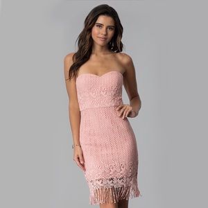 Pink crochet strapless dress